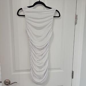 VENUS Elegant White Gathered Mini Dress